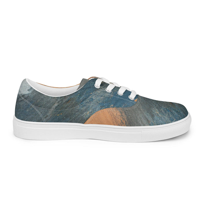 Mens Lace-up Canvas Shoes Blue Orange Abstract Pattern