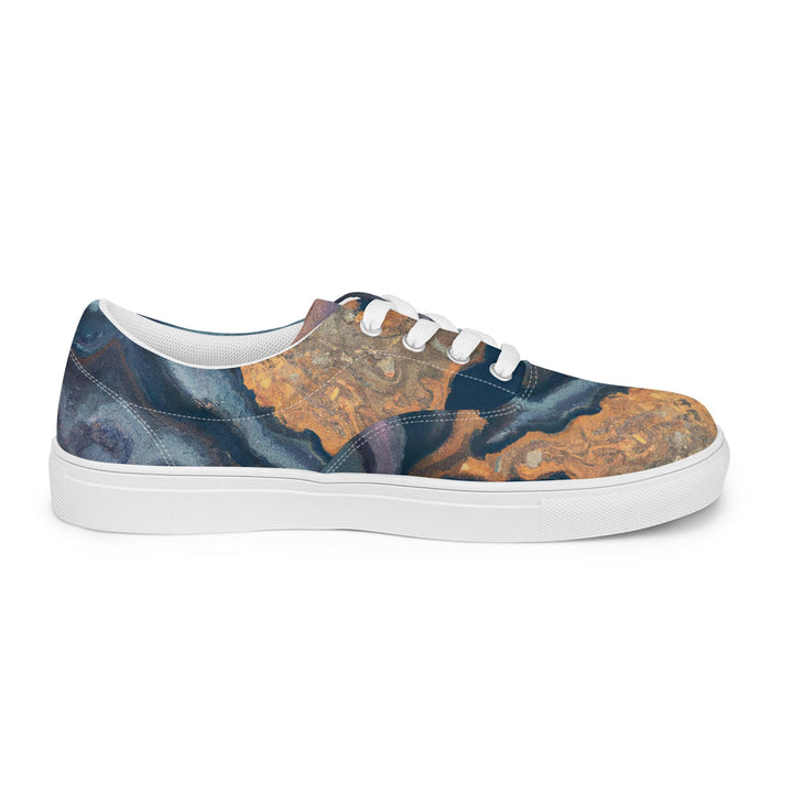 Mens Lace-up Canvas Shoes Blue Pink Marble Swirl Print