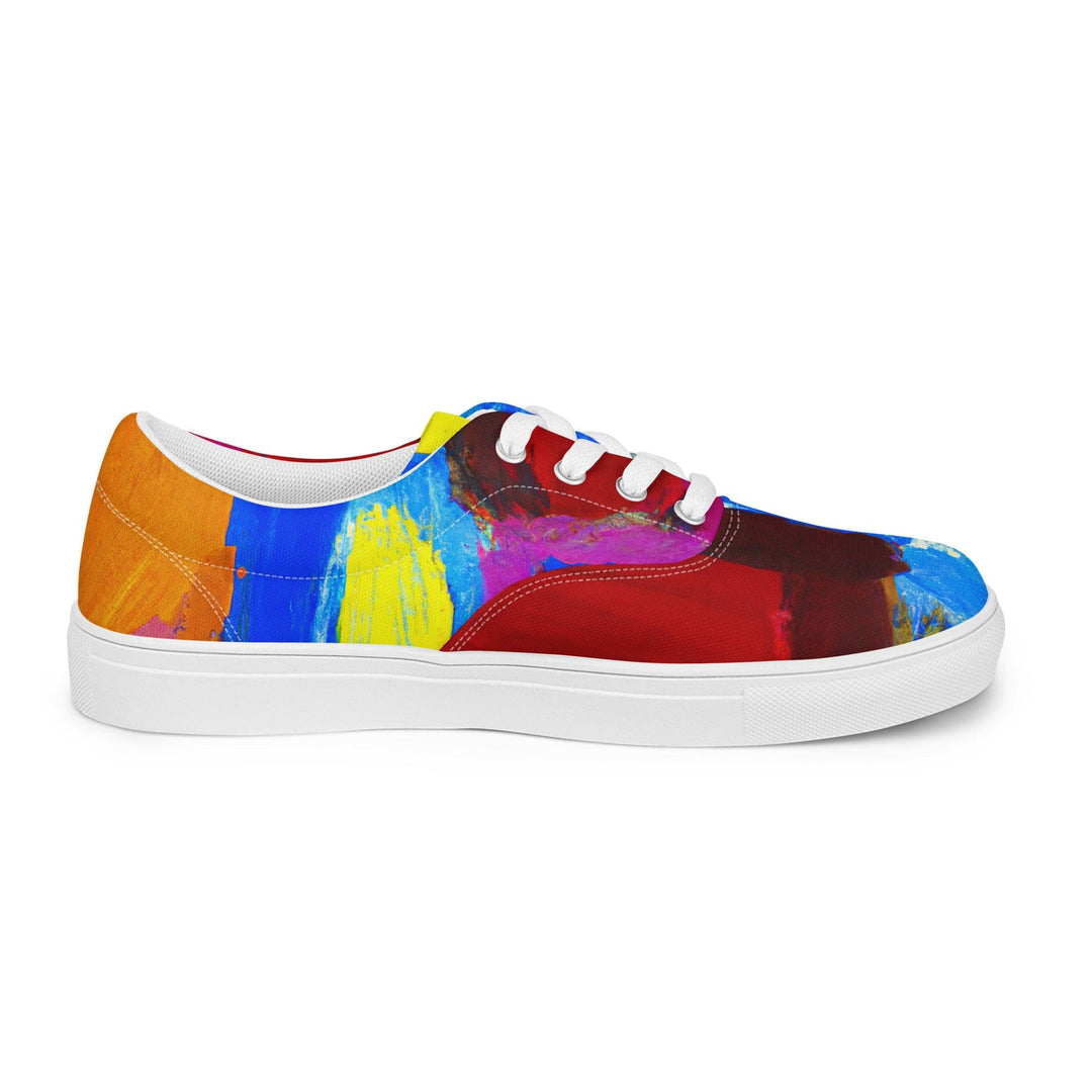 Mens Lace-up Canvas Shoes Blue Red Abstract Pattern