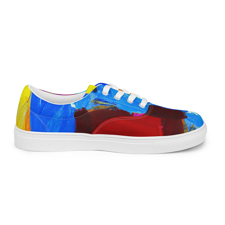 Mens Lace-up Canvas Shoes Blue Red Abstract Pattern