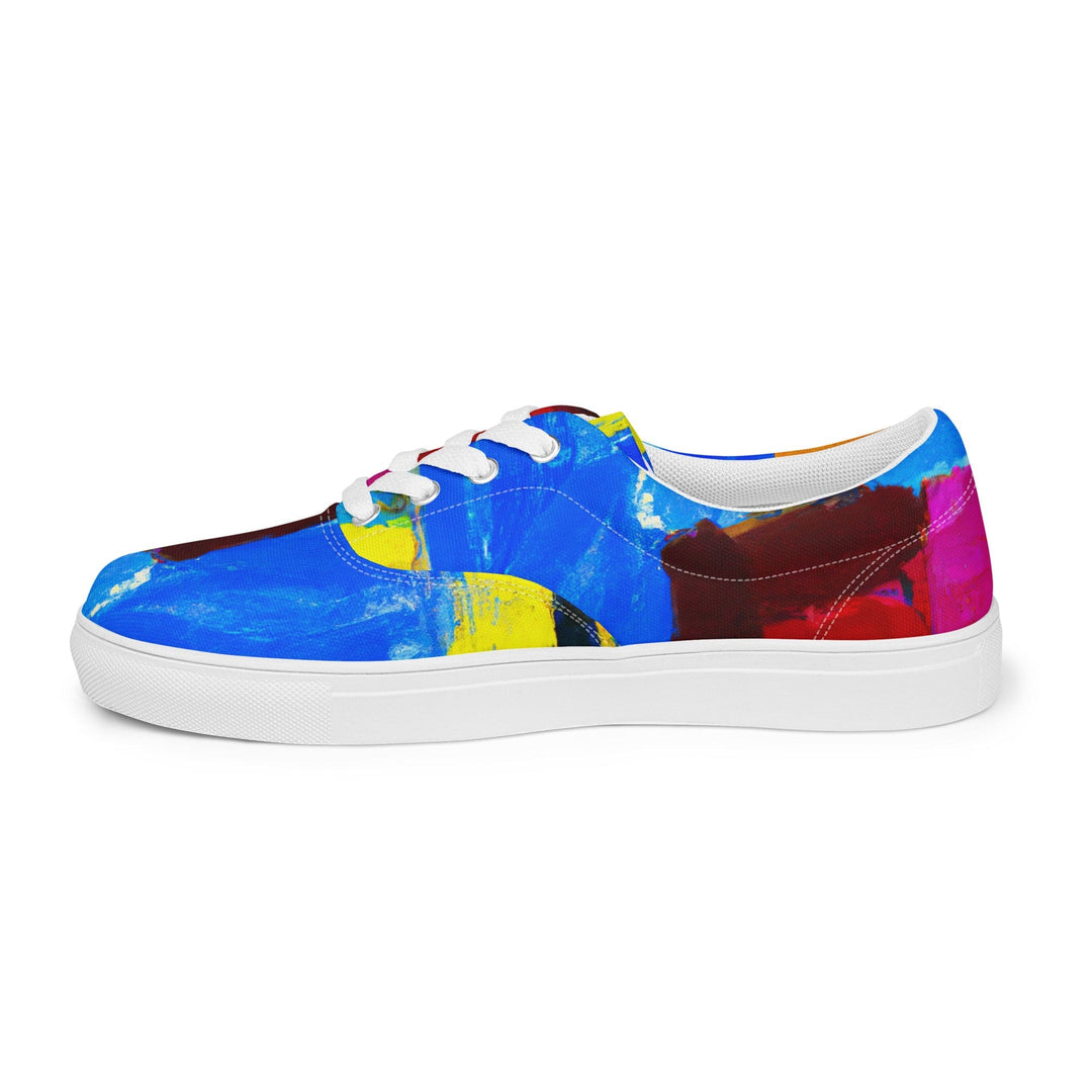 Mens Lace-up Canvas Shoes Blue Red Abstract Pattern