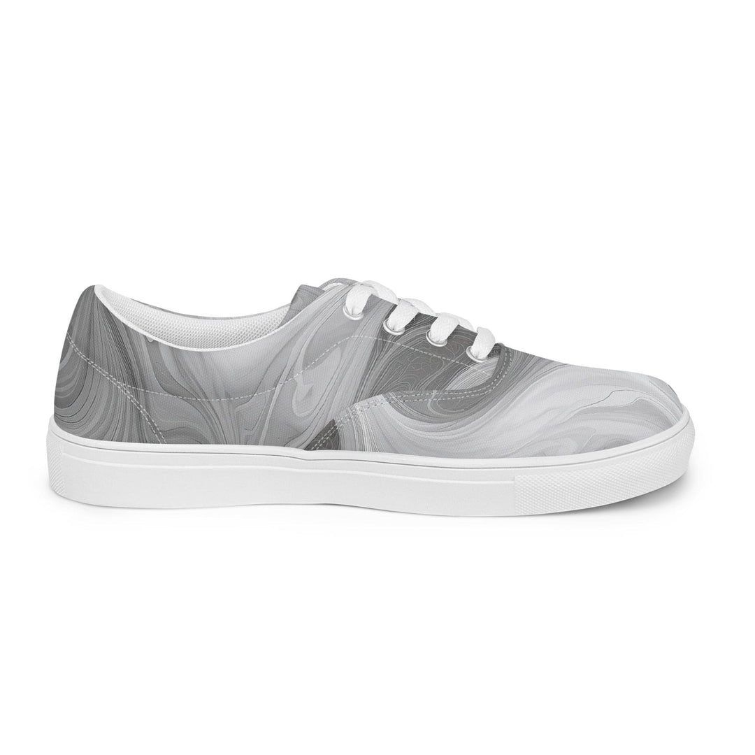 Mens Lace-up Canvas Shoes Boho Marble Pattern White and Grey