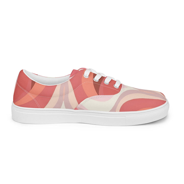 Mens Lace-up Canvas Shoes Pink White Boho Swirl Lines