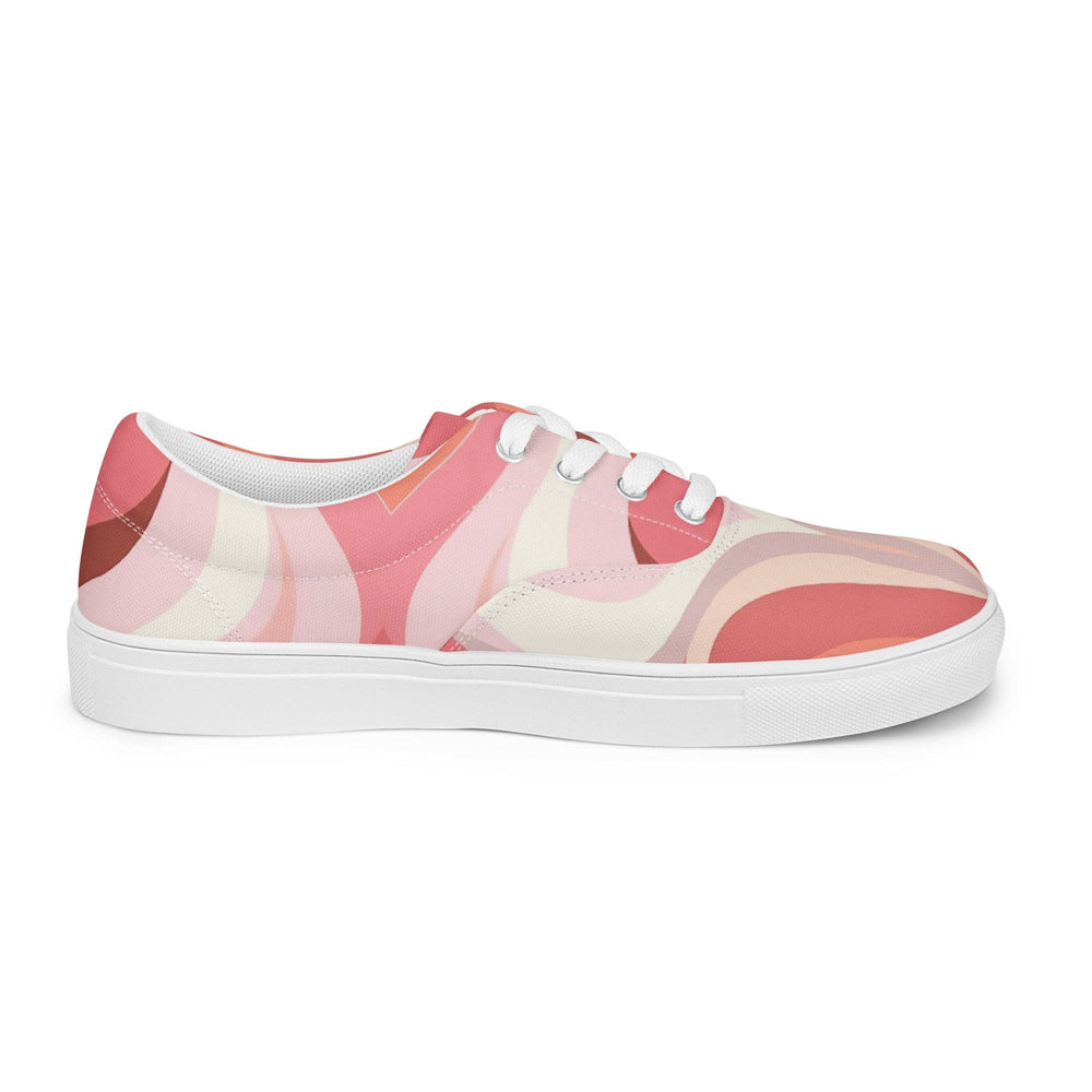 Mens Lace-up Canvas Shoes Pink White Boho Swirl Lines