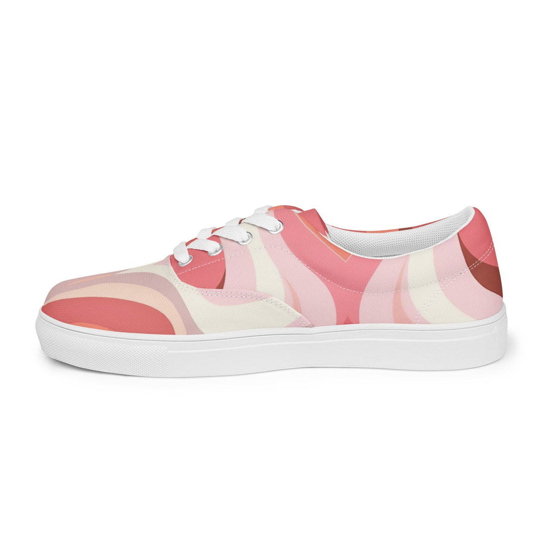 Mens Lace-up Canvas Shoes Pink White Boho Swirl Lines