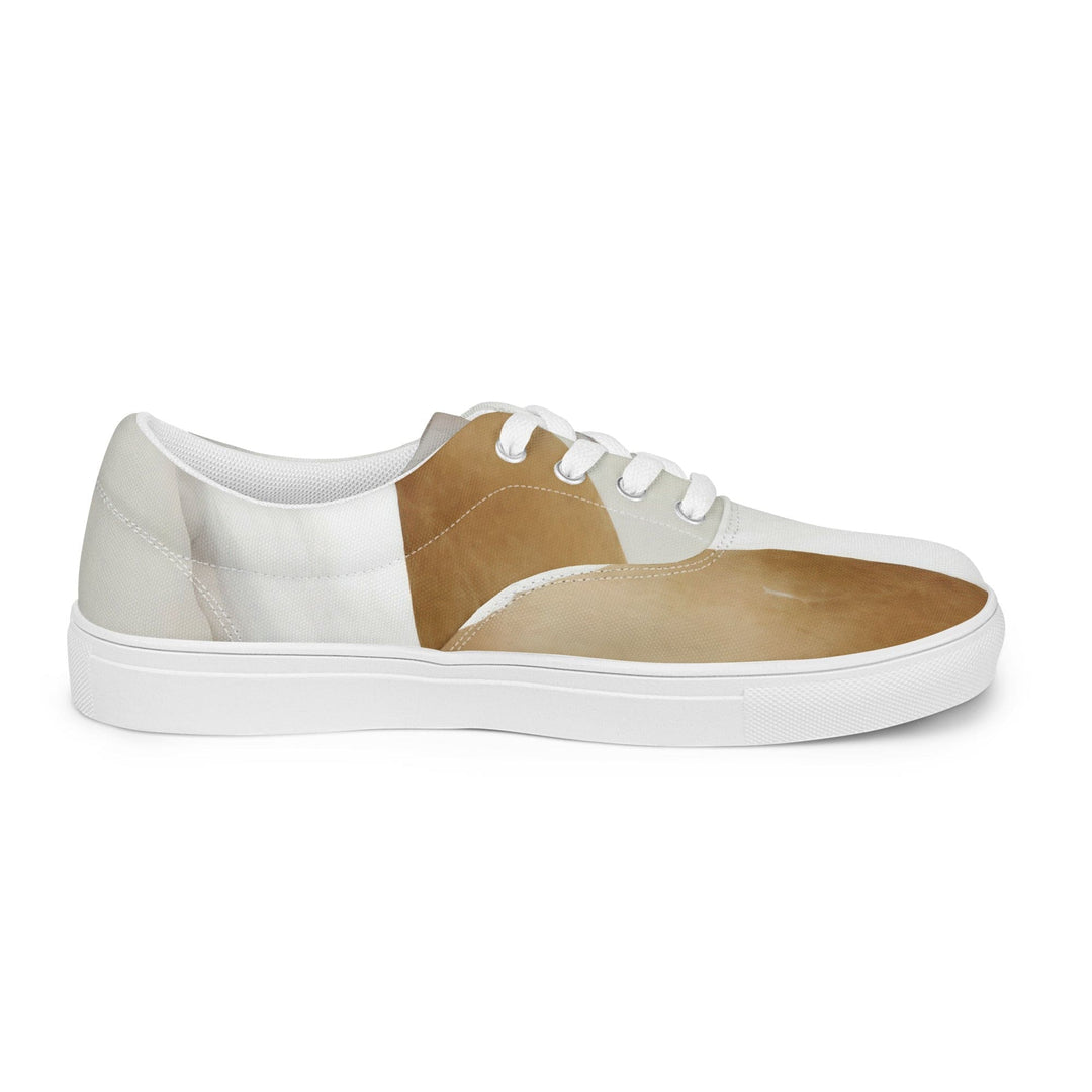 Mens Lace-up Canvas Shoes Cream White Green Marbled Print