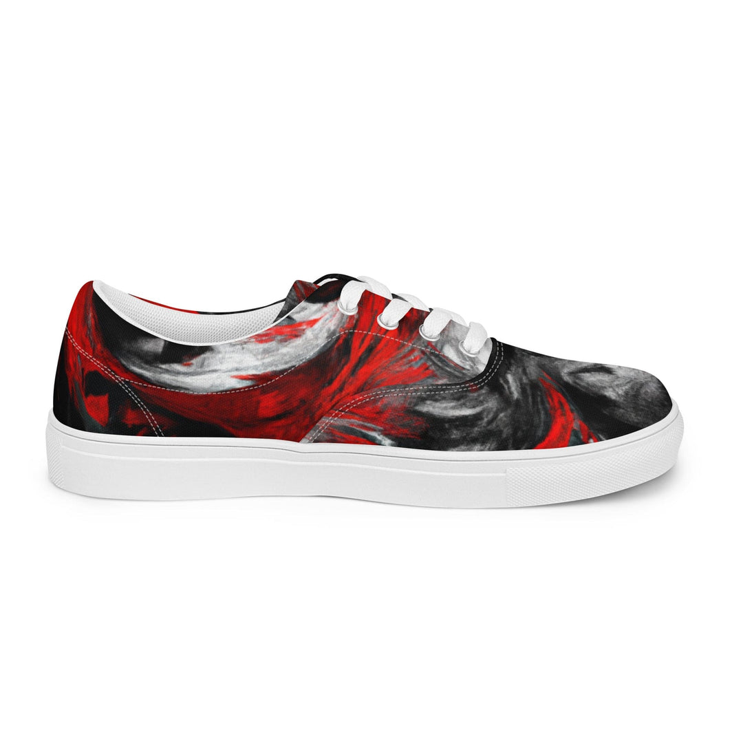 Mens Lace-up Canvas Shoes Decorative Black Red White Abstract