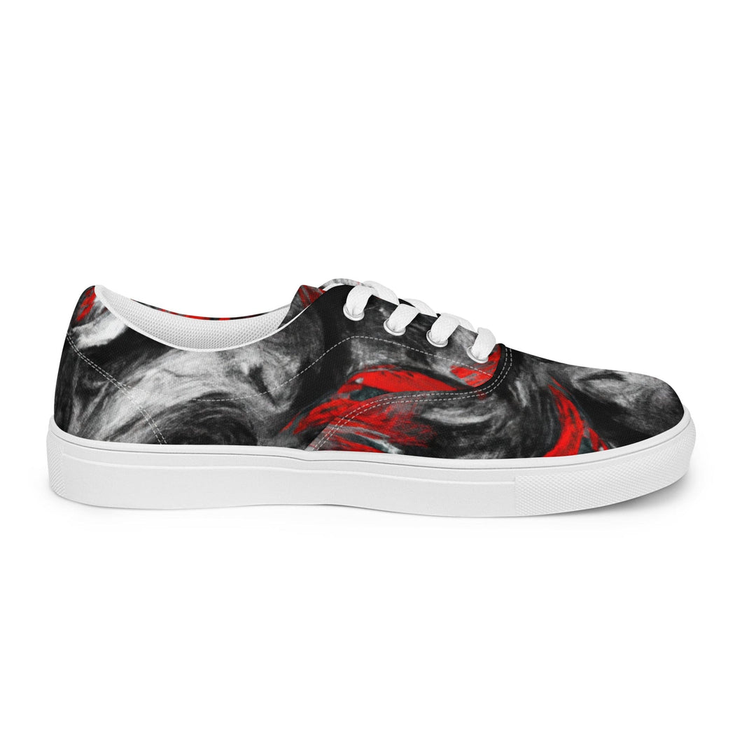 Mens Lace-up Canvas Shoes Decorative Black Red White Abstract