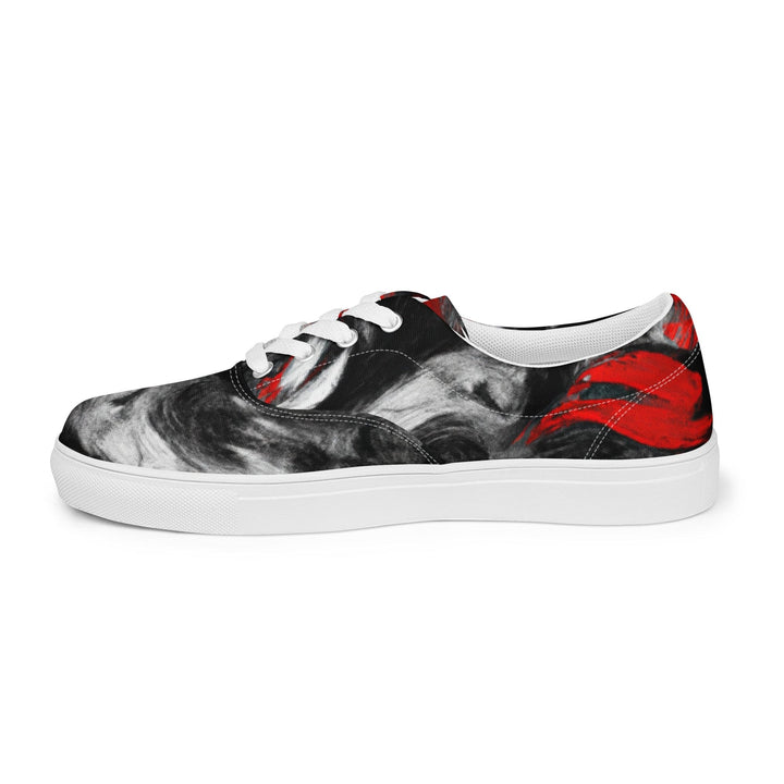 Mens Lace-up Canvas Shoes Decorative Black Red White Abstract