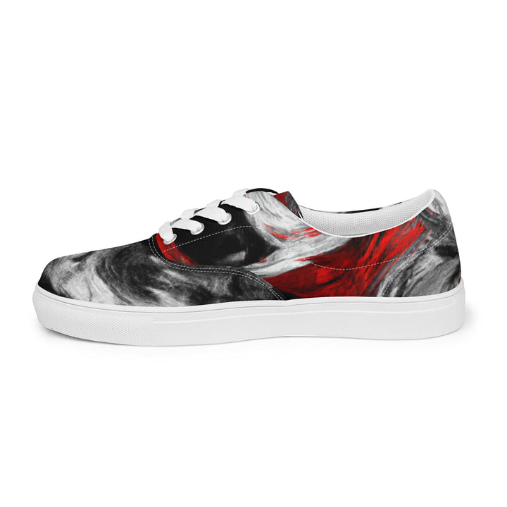 Mens Lace-up Canvas Shoes Decorative Black Red White Abstract