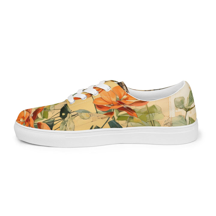 Mens Lace-up Canvas Shoes Earthy Rustic Potted Plants Print