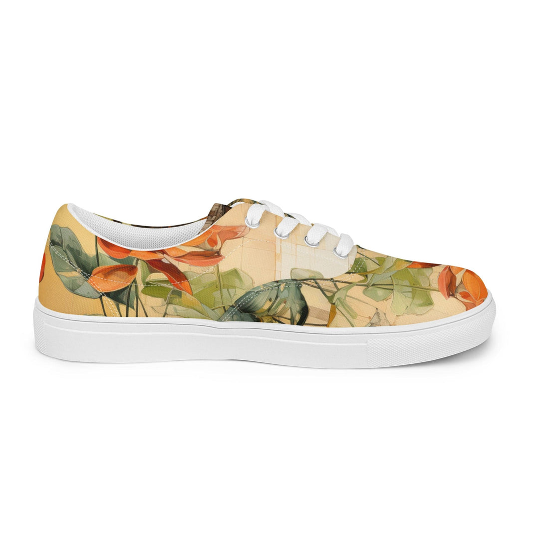 Mens Lace-up Canvas Shoes Earthy Rustic Potted Plants Print