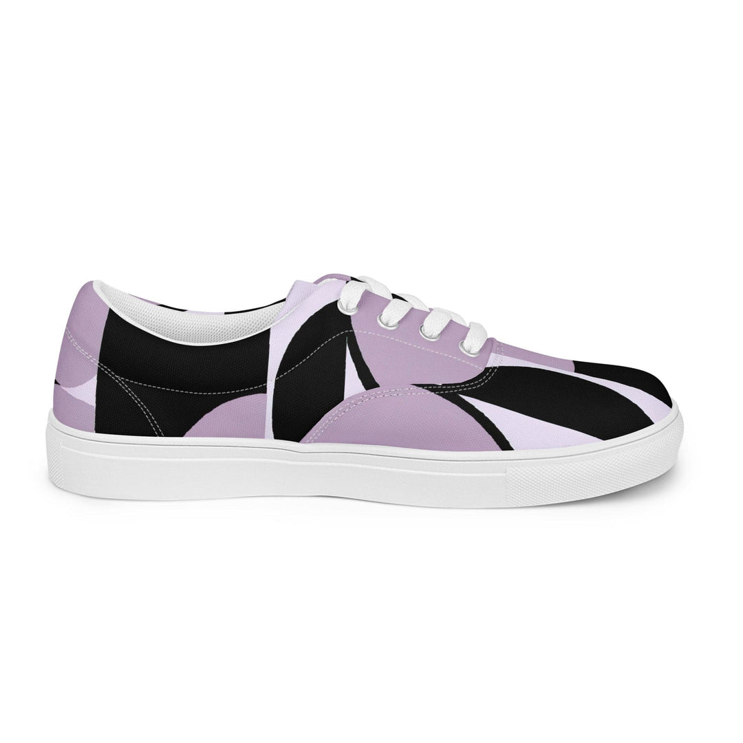 Mens Lace-up Canvas Shoes Geometric Lavender and Black Pattern 2