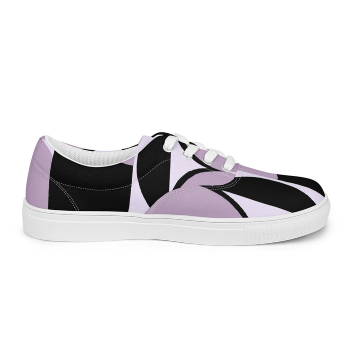 Mens Lace-up Canvas Shoes Geometric Lavender and Black Pattern 2