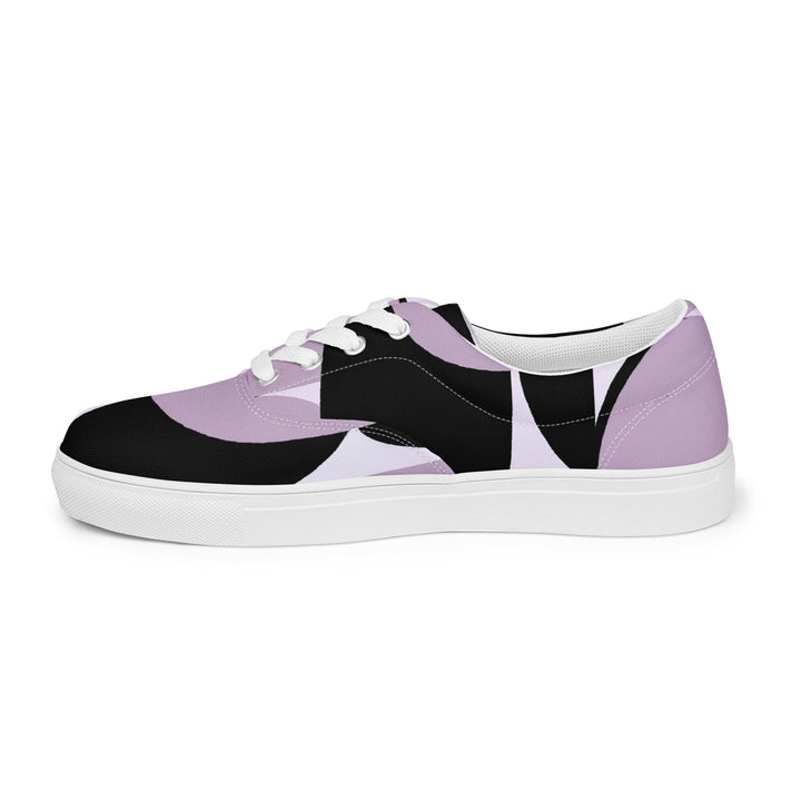 Mens Lace-up Canvas Shoes Geometric Lavender and Black Pattern 2