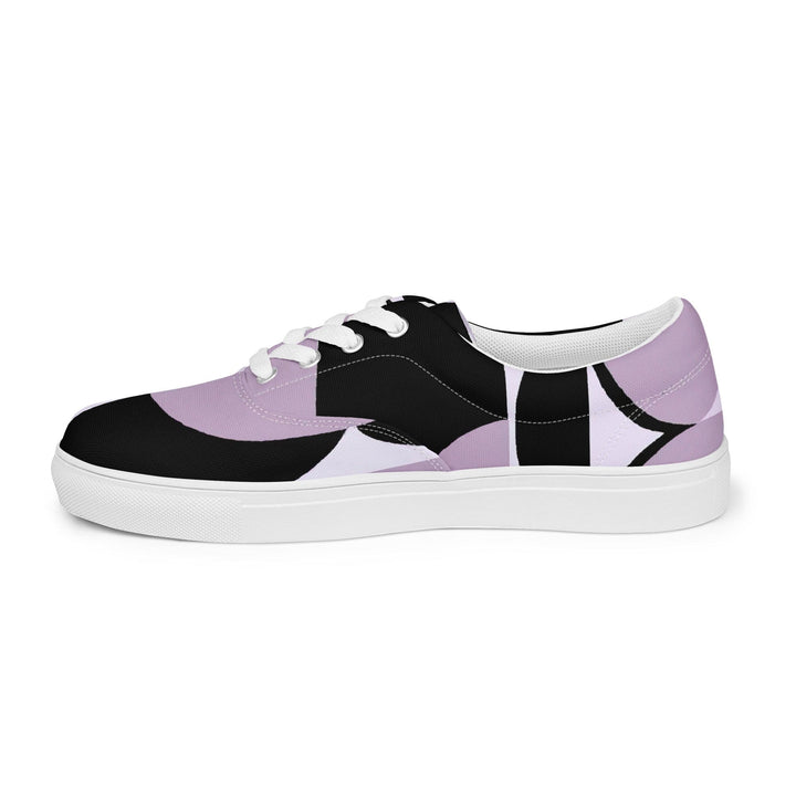 Mens Lace-up Canvas Shoes Geometric Lavender and Black Pattern 2