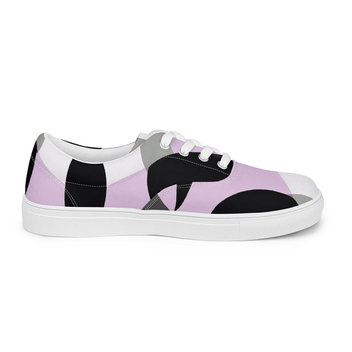 Mens Lace-up Canvas Shoes Geometric Lavender and Black Pattern