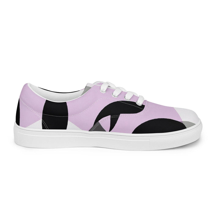 Mens Lace-up Canvas Shoes Geometric Lavender and Black Pattern