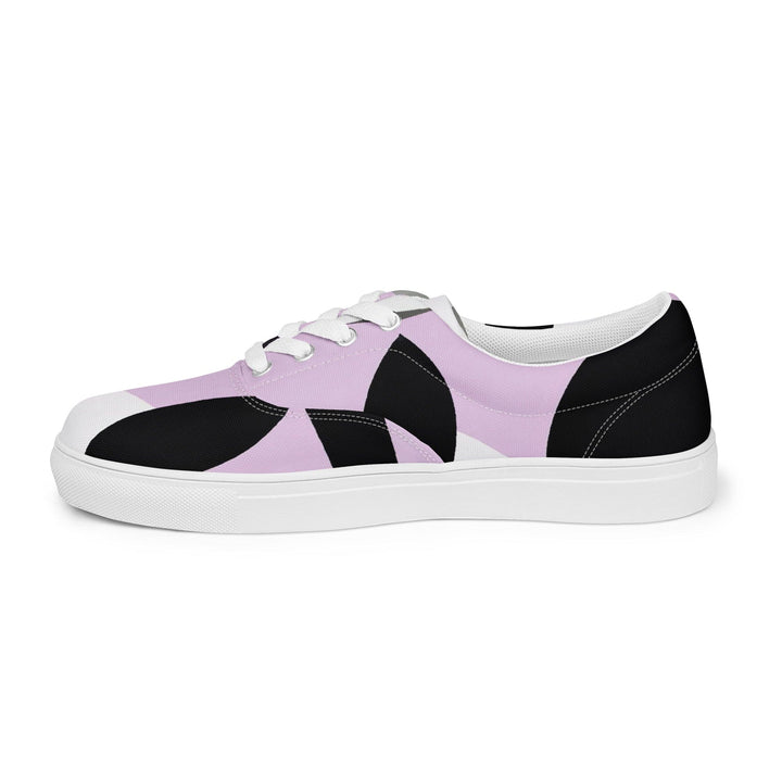 Mens Lace-up Canvas Shoes Geometric Lavender and Black Pattern