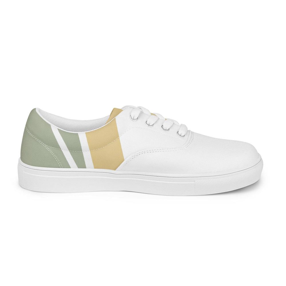 Mens Lace-up Canvas Shoes Green Abstract Geometric Pattern