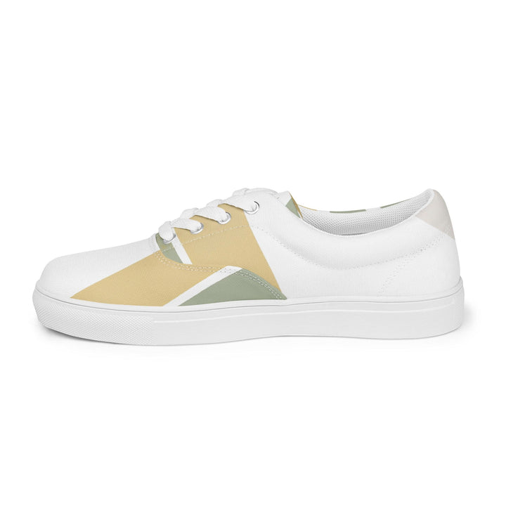 Mens Lace-up Canvas Shoes Green Abstract Geometric Pattern