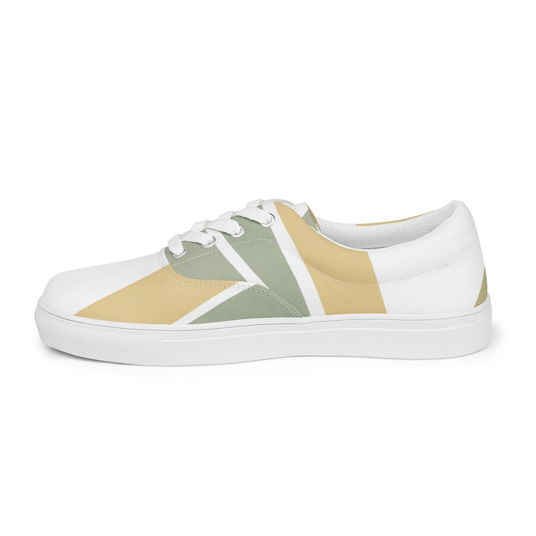 Mens Lace-up Canvas Shoes Green Abstract Geometric Pattern