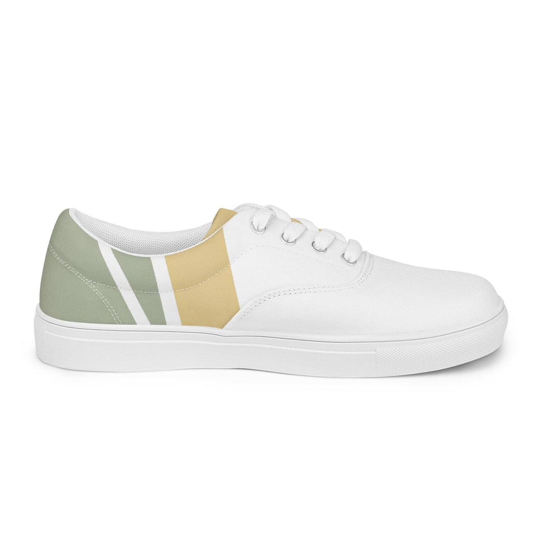 Mens Lace-up Canvas Shoes Green Abstract Geometric Pattern