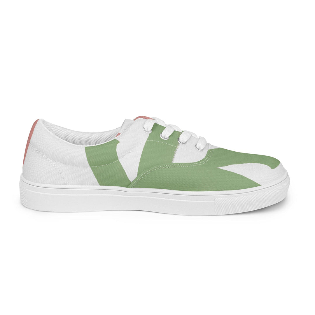 Mens Lace-up Canvas Shoes Green Mauve Abstract Brush Stroke Pattern