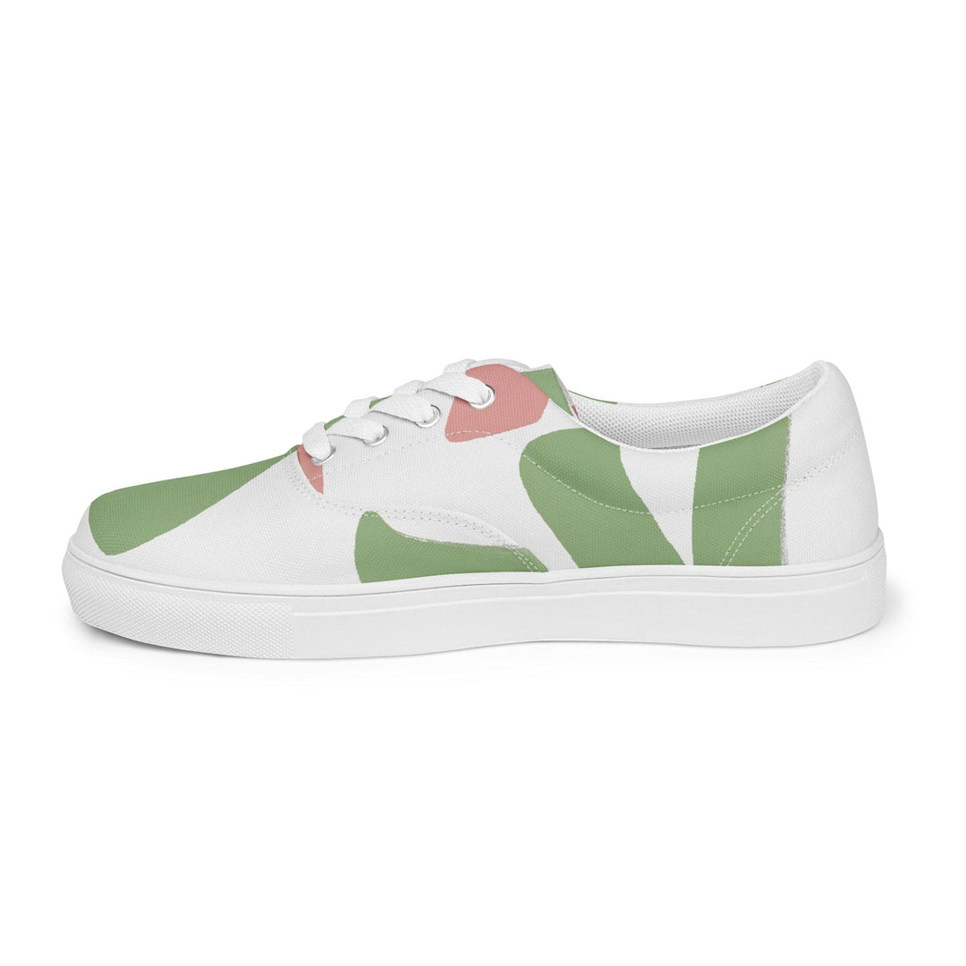 Mens Lace-up Canvas Shoes Green Mauve Abstract Brush Stroke Pattern