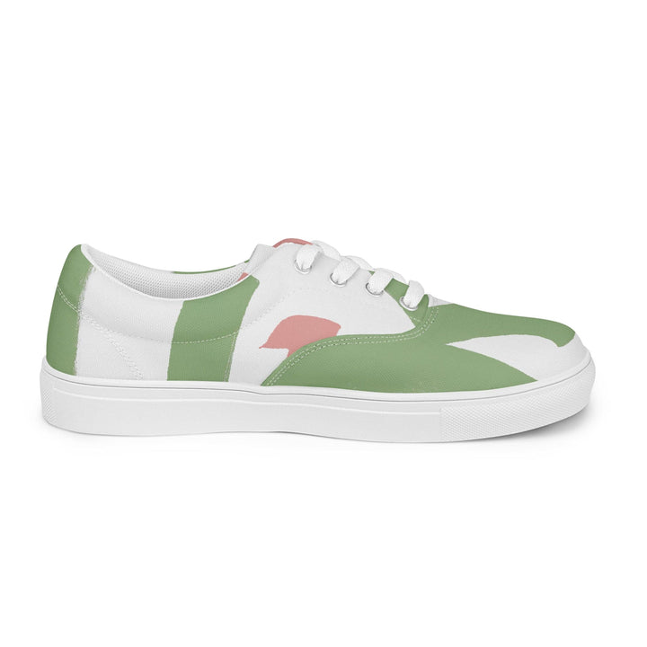 Mens Lace-up Canvas Shoes Green Mauve Abstract Brush Stroke Pattern