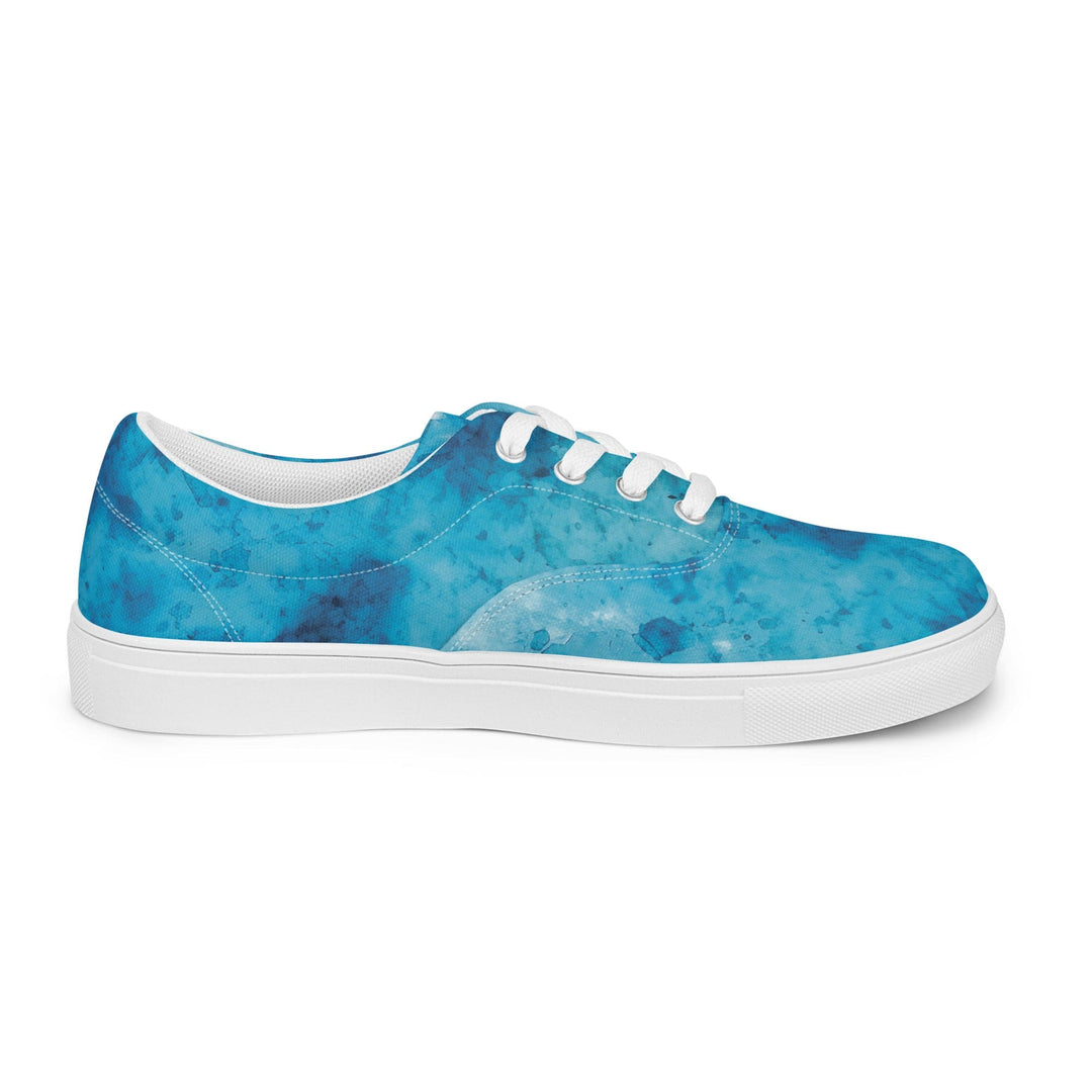 Mens Lace-up Canvas Shoes Blue Marble Print