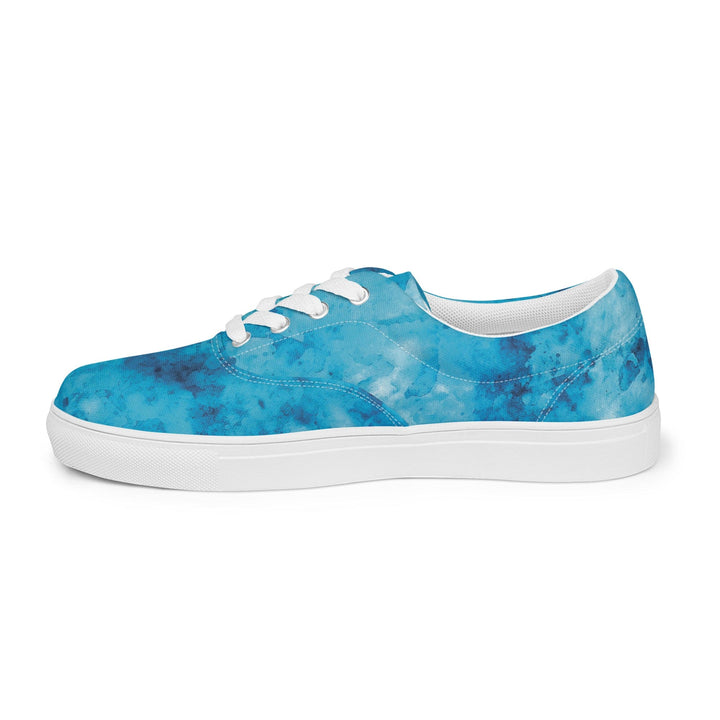 Mens Lace-up Canvas Shoes Blue Marble Print