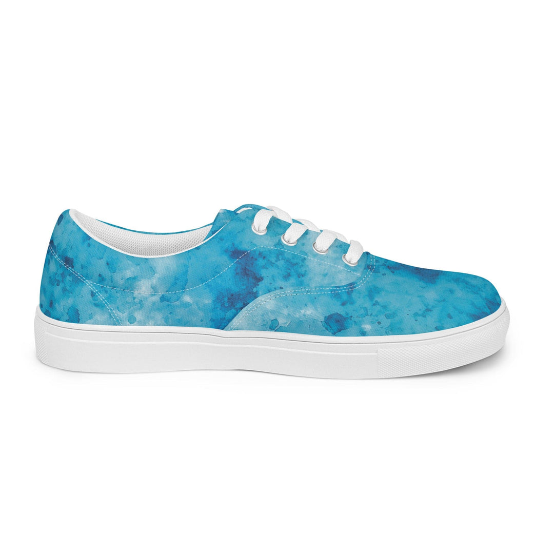 Mens Lace-up Canvas Shoes Blue Marble Print