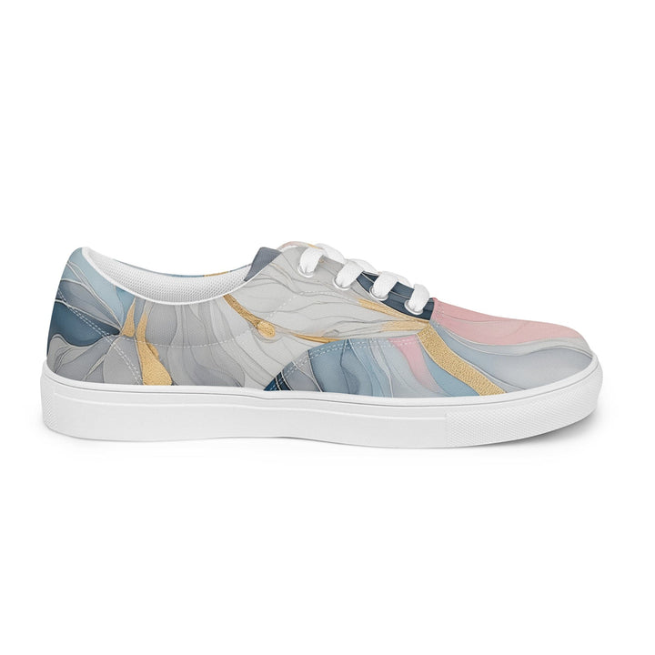 Mens Lace-up Canvas Shoes Marble Cloud of Grey Pink Blue 5522