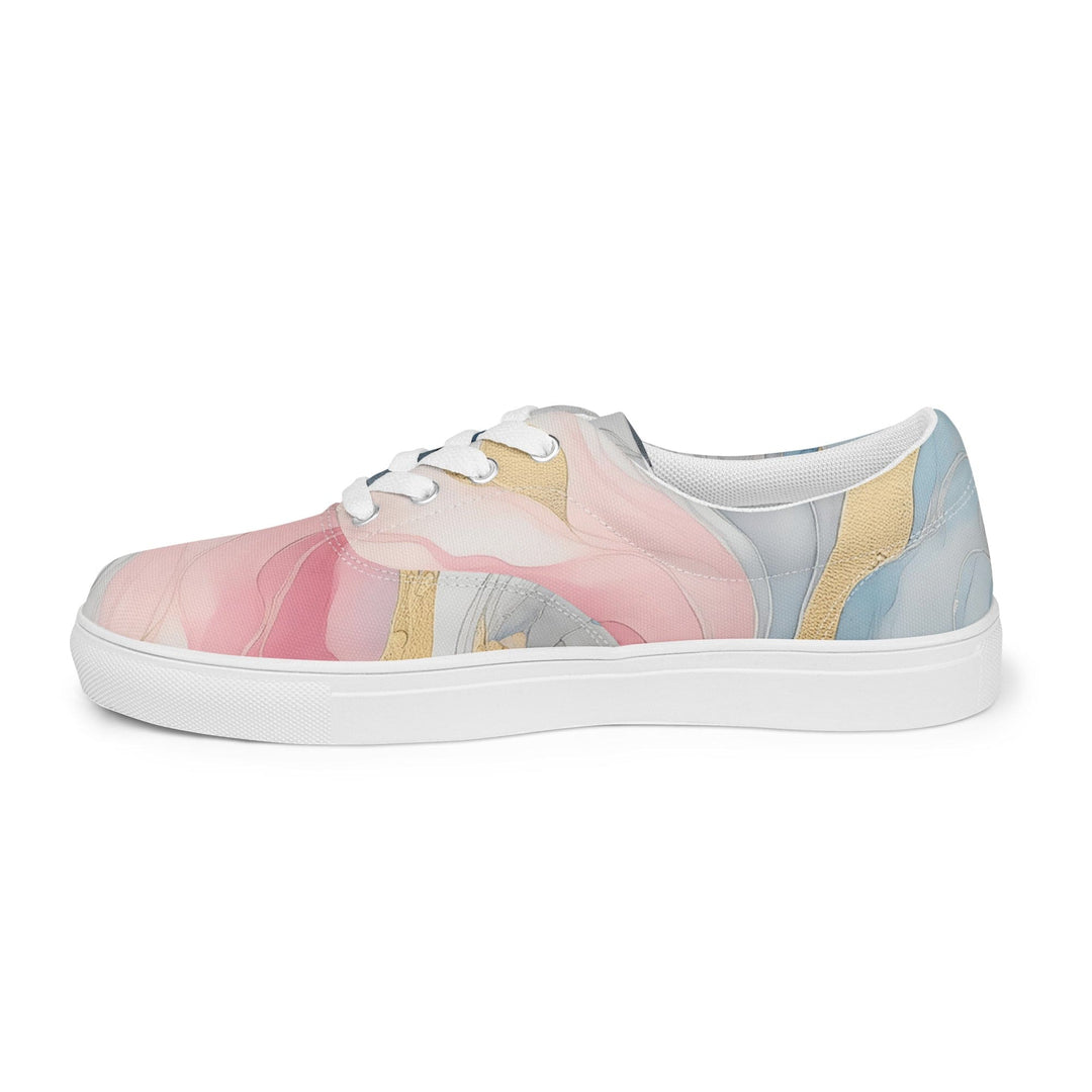 Mens Lace-up Canvas Shoes Marble Cloud of Grey Pink Blue 5522