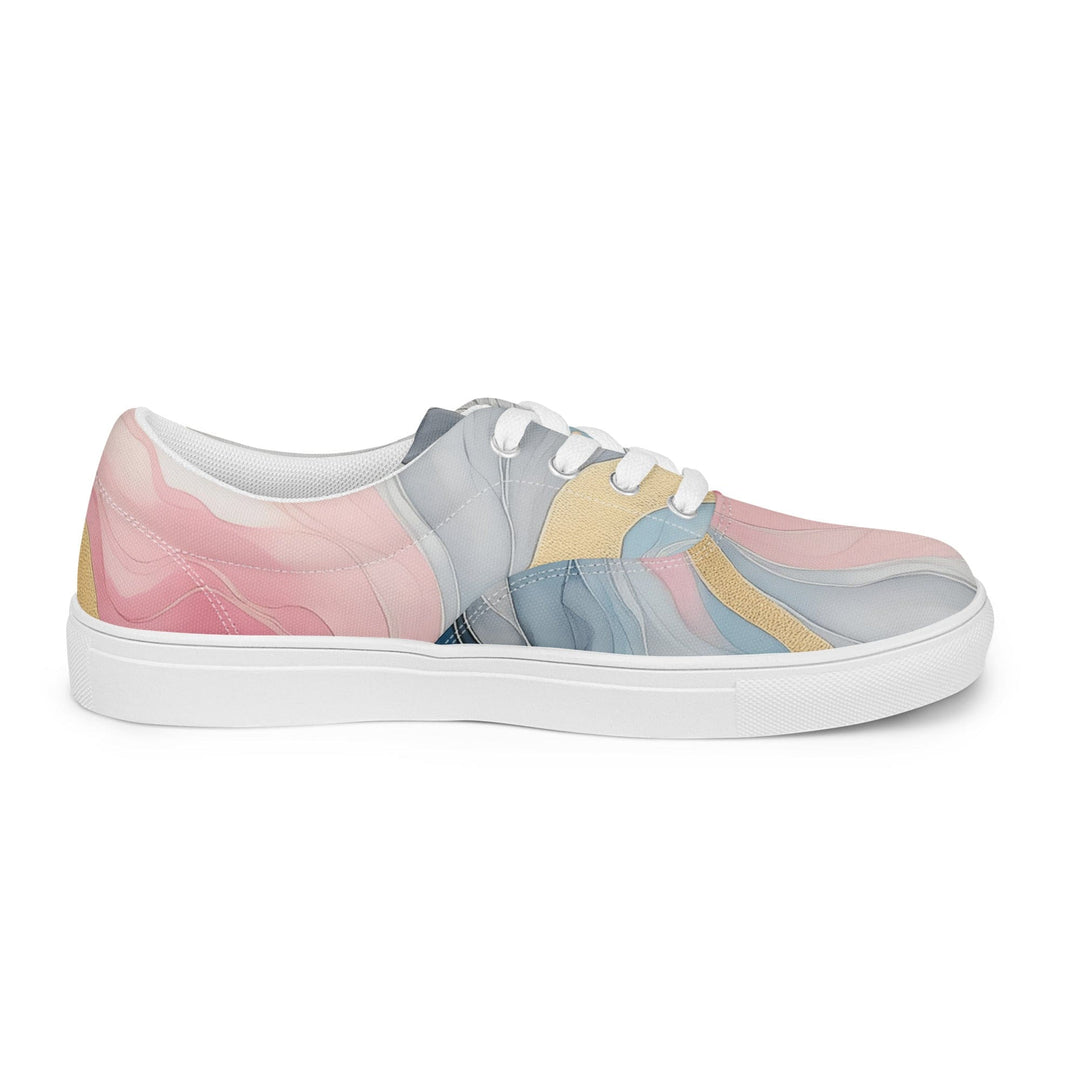 Mens Lace-up Canvas Shoes Marble Cloud of Grey Pink Blue 5522