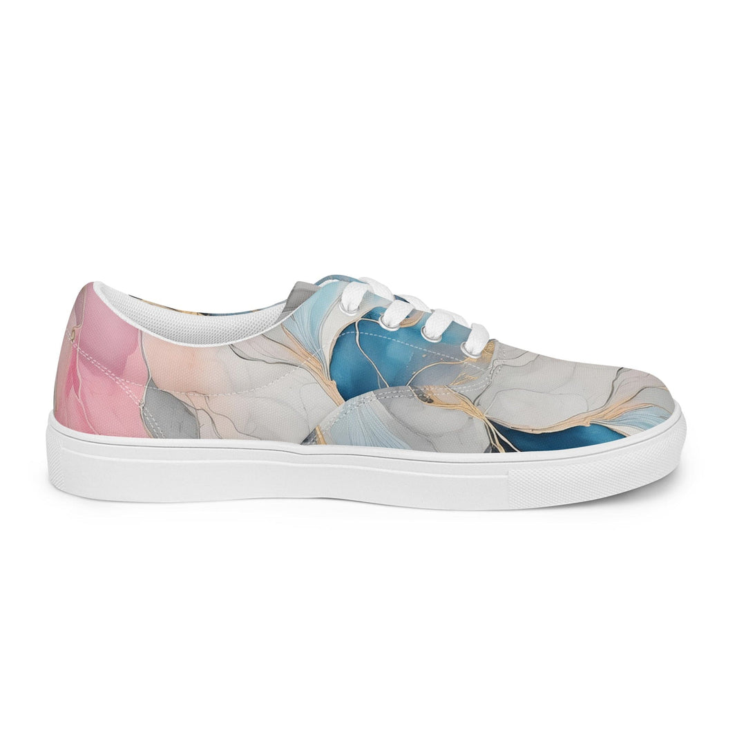 Mens Lace-up Canvas Shoes Marble Cloud of Grey Pink Blue 63389