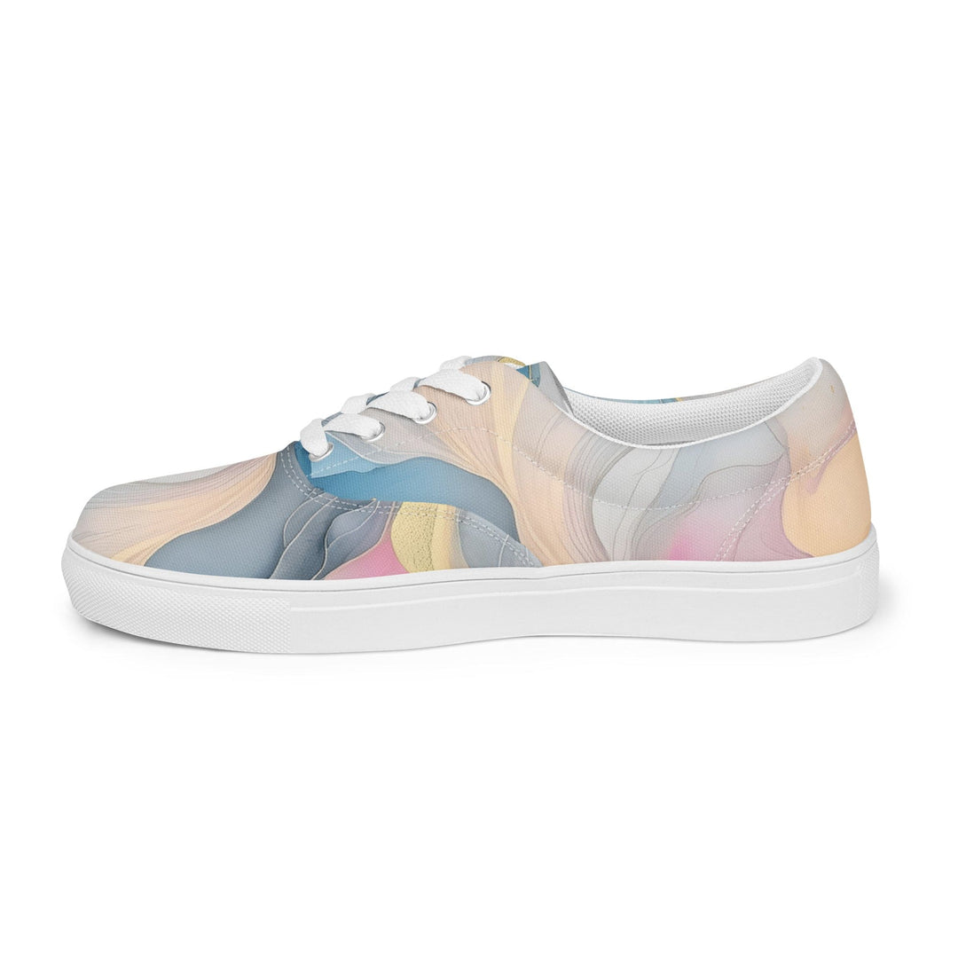 Mens Lace-up Canvas Shoes Marble Cloud of Grey Pink Blue 72067