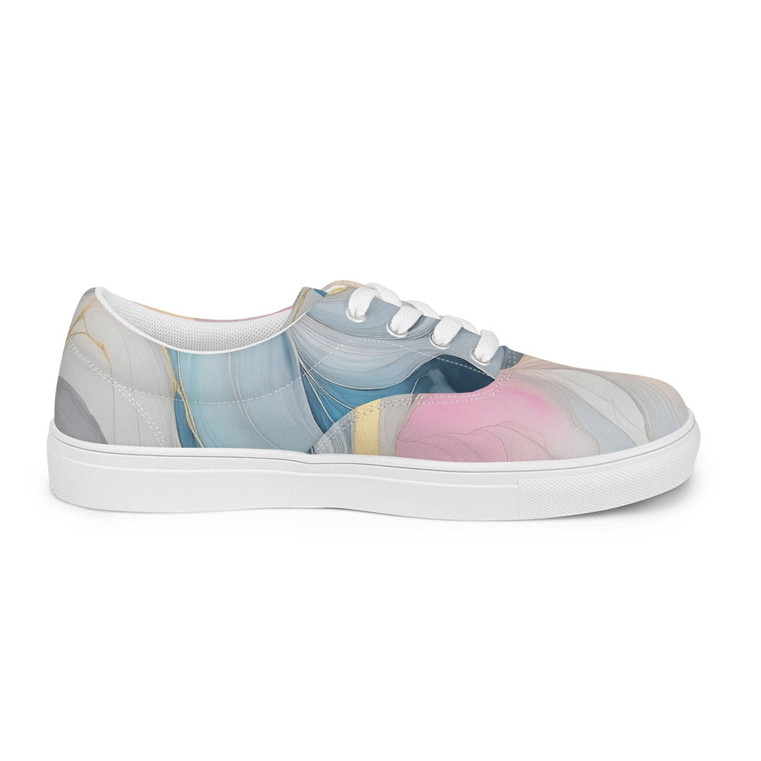 Mens Lace-up Canvas Shoes Marble Cloud of Grey Pink Blue 72067