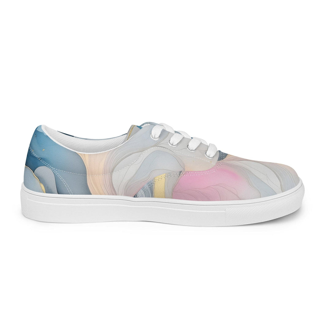 Mens Lace-up Canvas Shoes Marble Cloud of Grey Pink Blue 72067