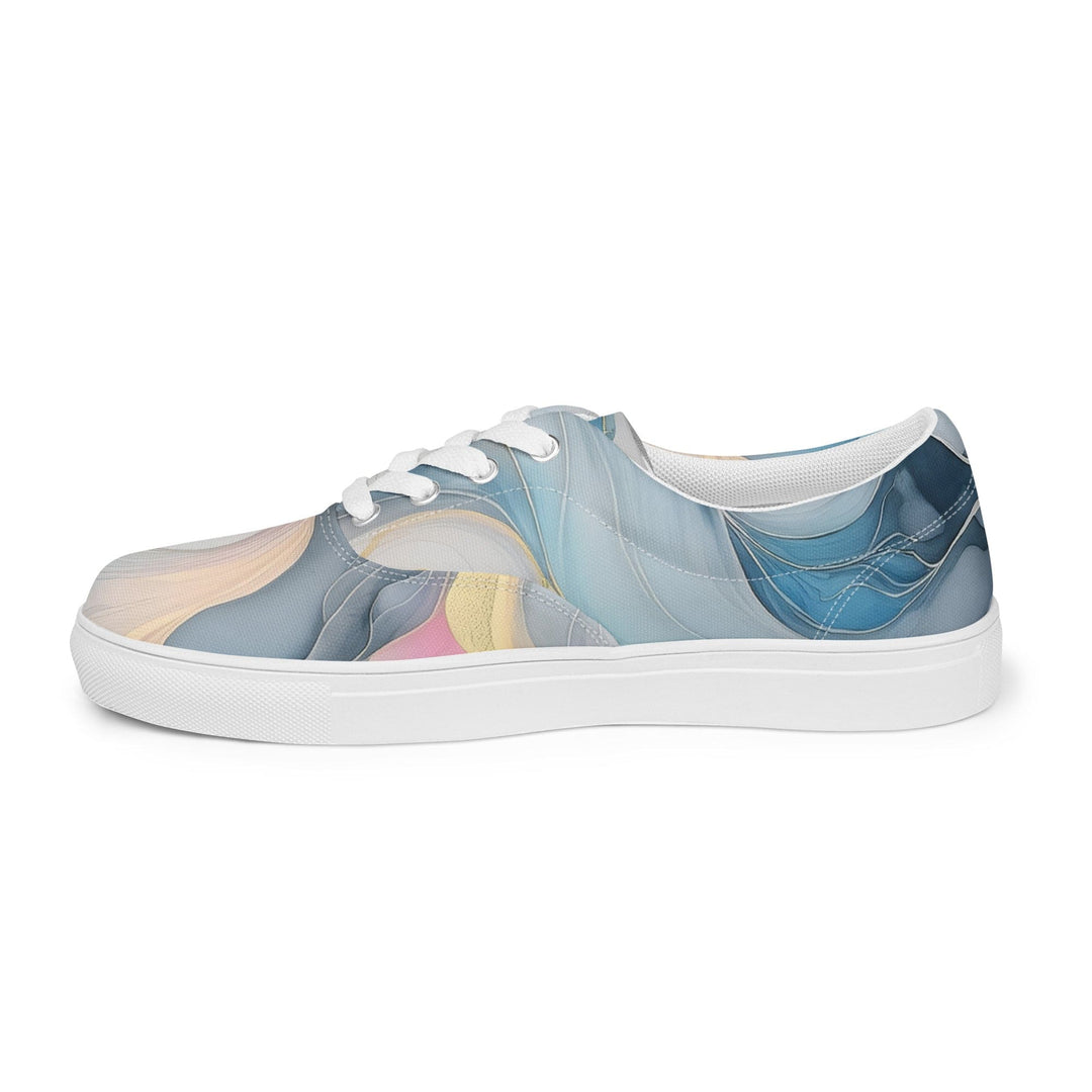 Mens Lace-up Canvas Shoes Marble Cloud of Grey Pink Blue 72067