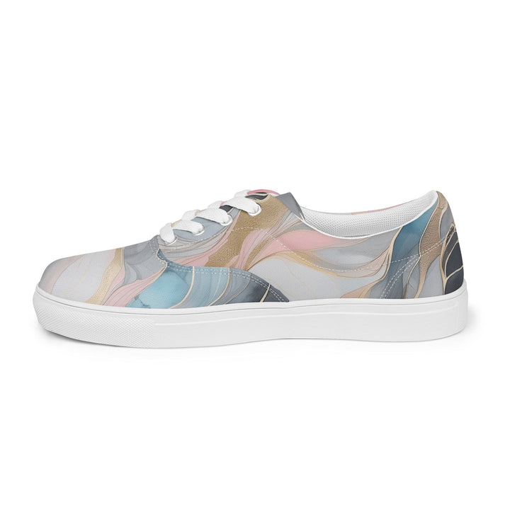 Mens Lace-up Canvas Shoes Marble Cloud of Grey Pink Blue 82395