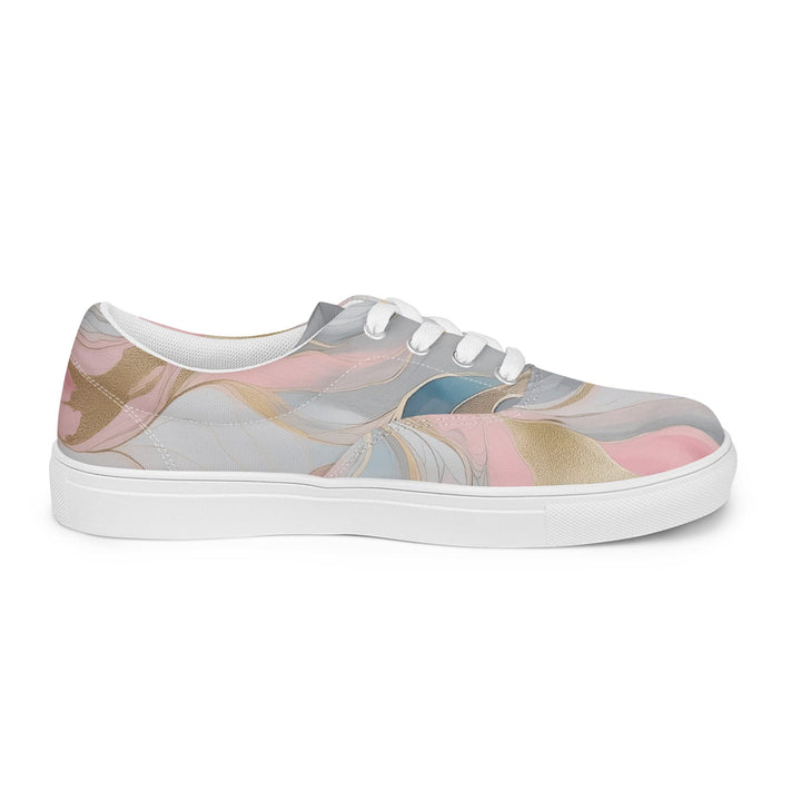 Mens Lace-up Canvas Shoes Marble Cloud of Grey Pink Blue 82395