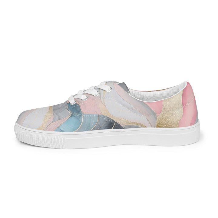 Mens Lace-up Canvas Shoes Marble Cloud of Grey Pink Blue 82395