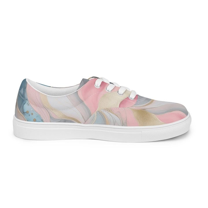 Mens Lace-up Canvas Shoes Marble Cloud of Grey Pink Blue 82395