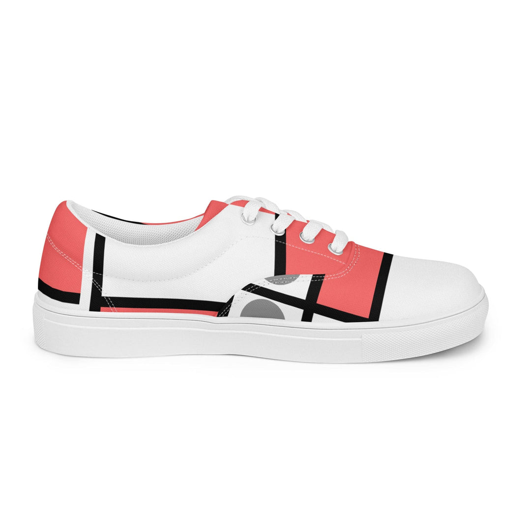 Mens Lace-up Canvas Shoes Pale Red Print