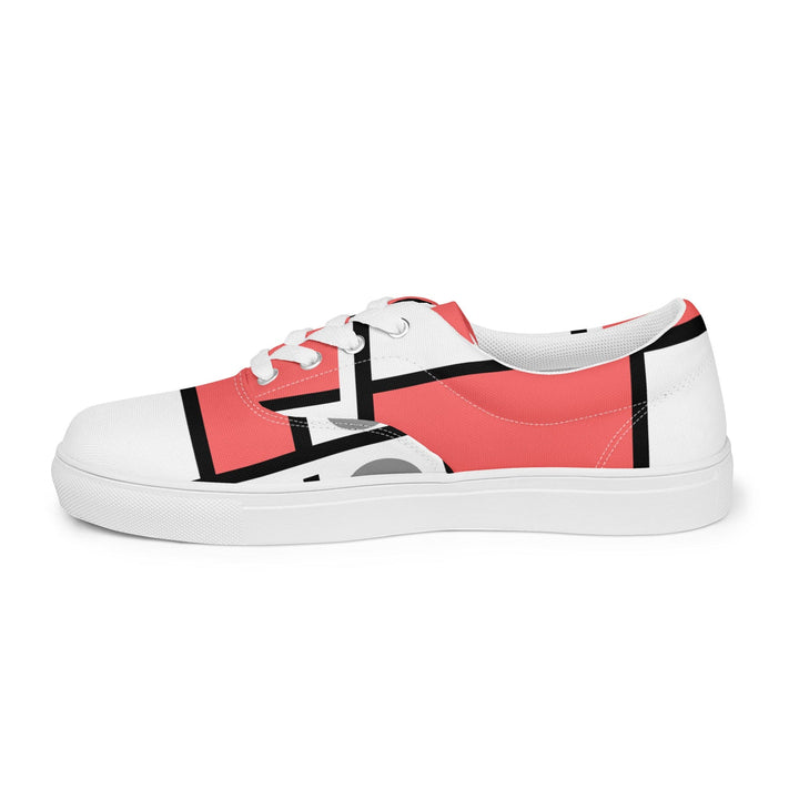 Mens Lace-up Canvas Shoes Pale Red Print