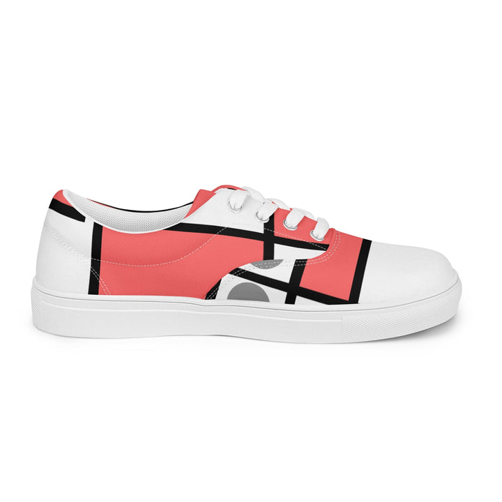 Mens Lace-up Canvas Shoes Pale Red Print