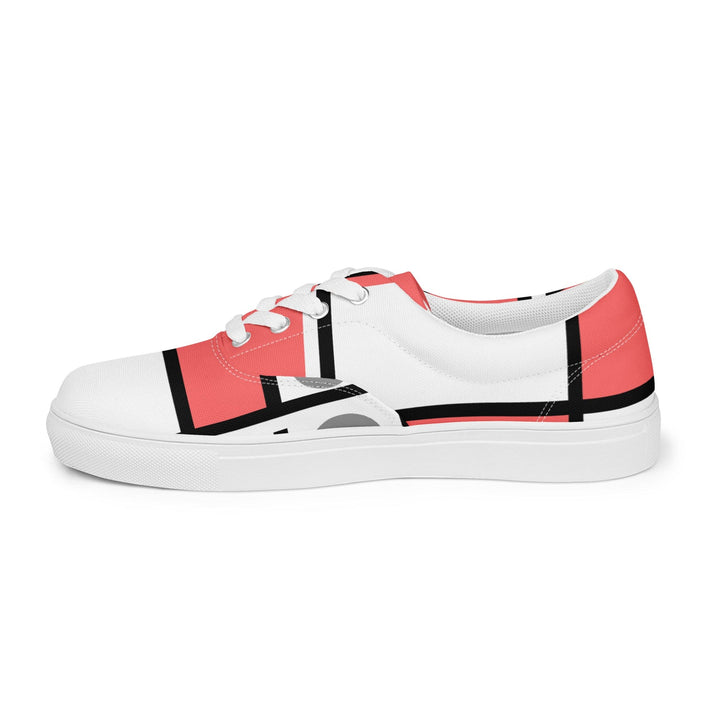 Mens Lace-up Canvas Shoes Pale Red Print