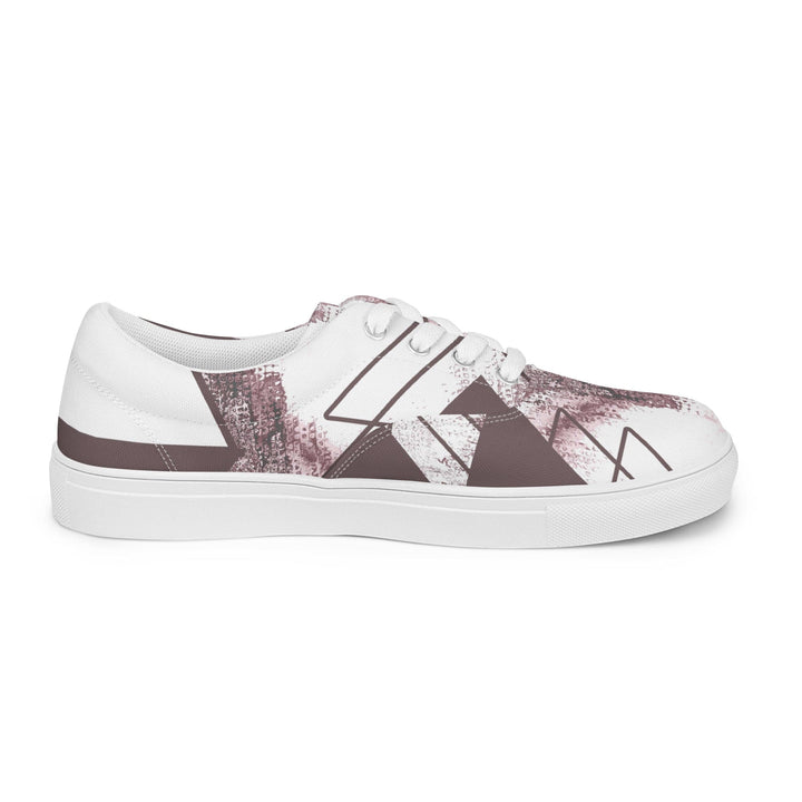 Mens Lace-up Canvas Shoes Mauve Rose and White Triangular Colorblock